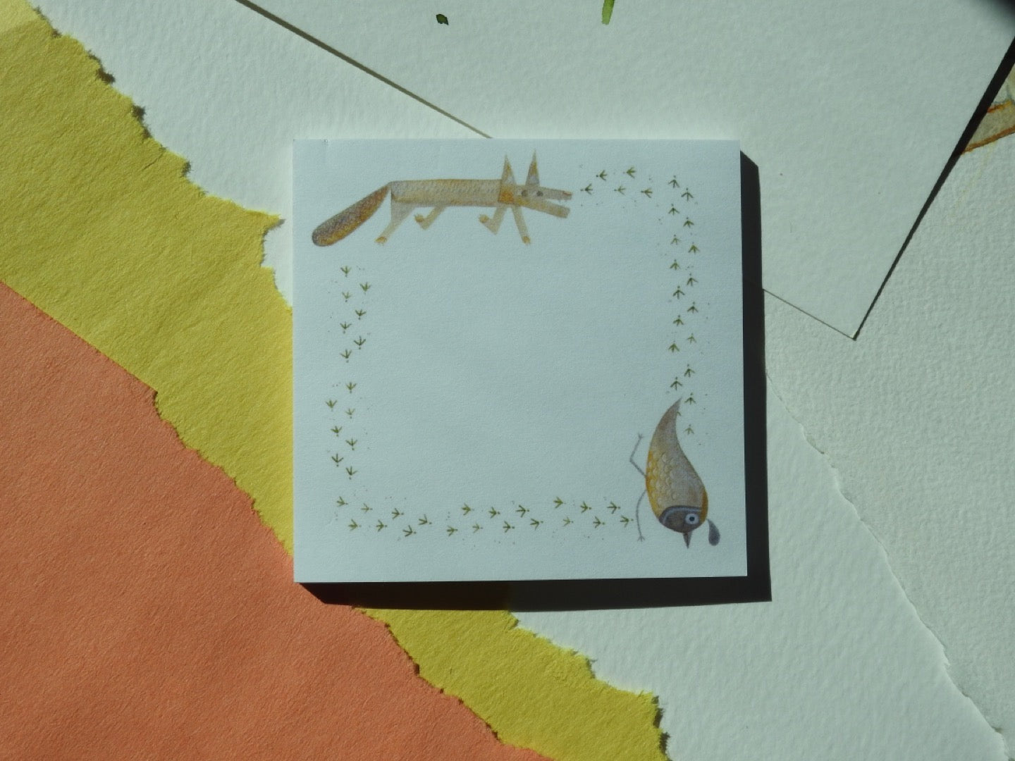 Fox and Quail Chase Sticky Notes