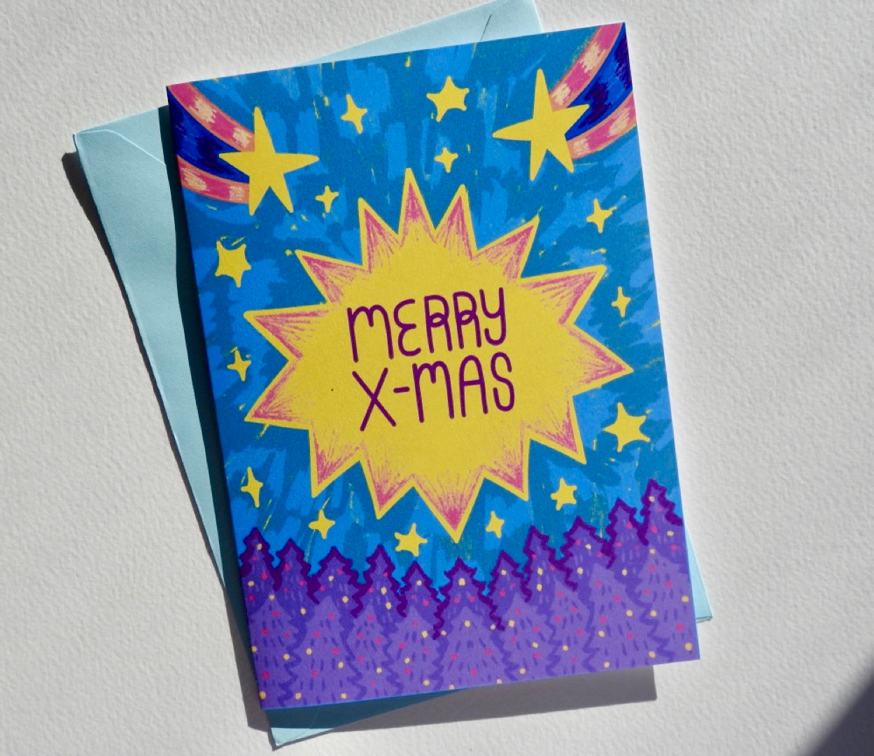 Pines and Stars Christmas Card